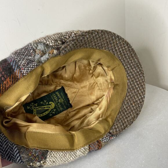 Vintage Irish Tweed Hat Patchwork Wool NewsBoy, Flat Cap, Driving Women Small main image 9